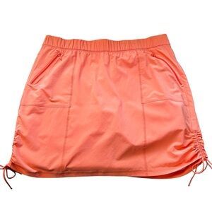 T by Talbots Bright Orange Cinched Sides Elastic Waist Skort